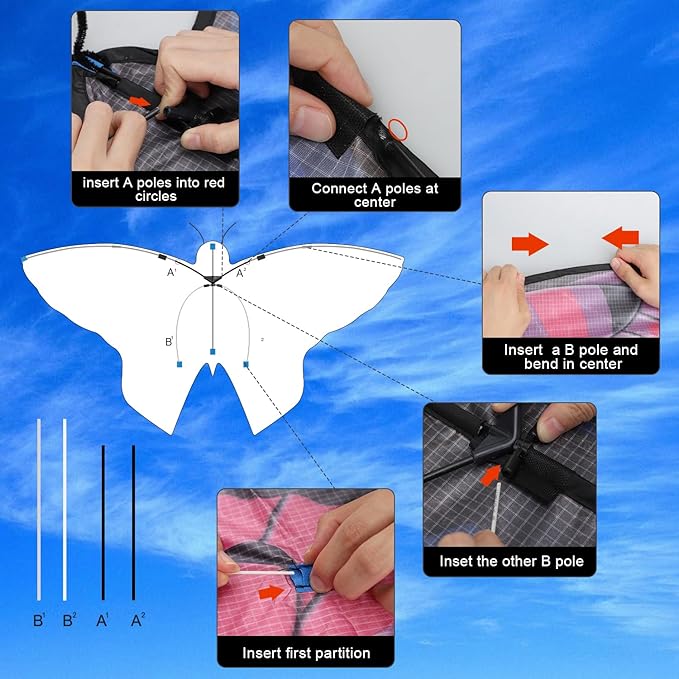 TOY Life Kites for Kids Ages 4-8 8-12, Large Butterfly Kites for Adults and Toddlers Age 3-5, Outdoor Toy Games Beach Kite Easy to Fly for Girls Boys