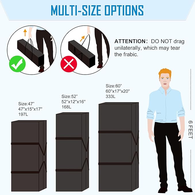 Sports Duffle Bag 60IN Extra Large Travel Duffel Luggage Bag with Upgrade 2-way Lockable Zippers, Durable & Water Resistant (60inch)