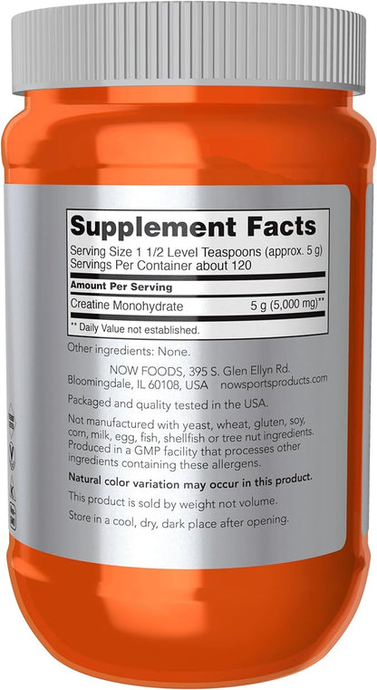 NOW Sports Nutrition, Creatine Monohydrate Powder, Mass Building*/Energy Production*, 21.2-Ounce (Pack of 5)