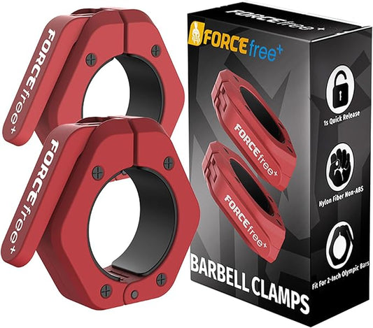 Barbell Clips (Pair), Barbell Clamps, Quick Release Olympic Barbell Clamps with Anti Slip TPR Grip, Barbell Collars for Secure Weightlifting & Powerlifting (Black) (NO MAG, Black)