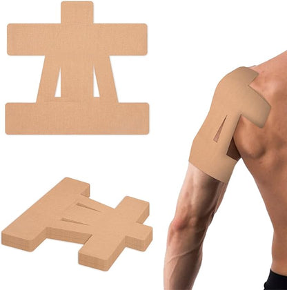 15 Pcs Precut Kinesiology Tape for Shoulder, Latex-Free Shoulder Tape for Pain Relief, Muscle Strips Kinesiology Tapes Precut, Sports Tapes Athletic Patch Support Muscle Elastic Breathable(Skin Color)
