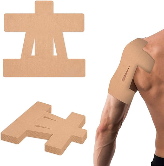 15 Pcs Precut Kinesiology Tape for Shoulder, Latex-Free Shoulder Tape for Pain Relief, Muscle Strips Kinesiology Tapes Precut, Sports Tapes Athletic Patch Support Muscle Elastic Breathable(Skin Color)