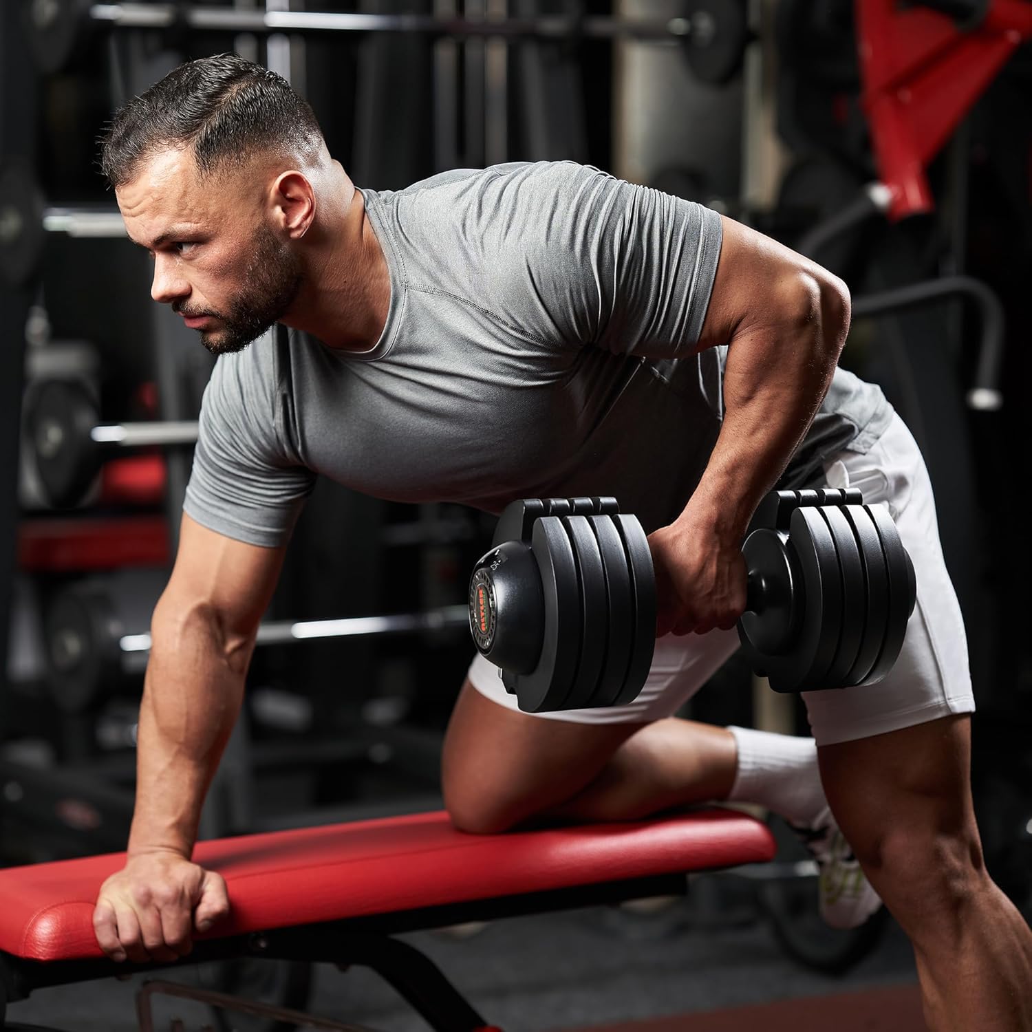 ALTLER Adjustable Dumbbell Set, 25LB Pair with Tray for Workout Strength Training Fitness