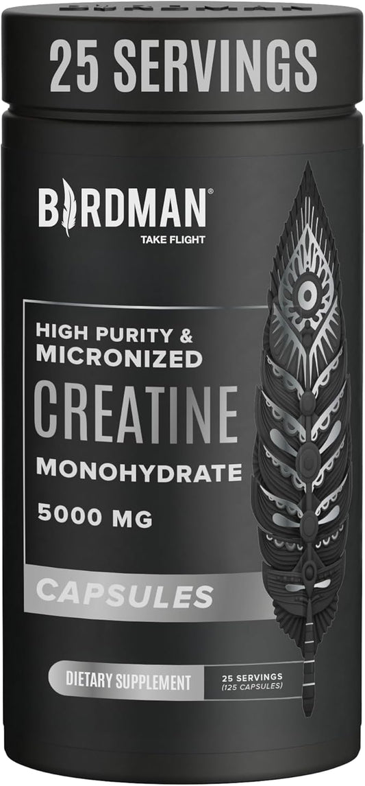 Micronized Creatine Monohydrate Capsules for Muscle Growth & Recovery, Pre & Post Workout, Vegan Creatine, Caffeine Free, Gluten Free, Sugar Free | 25 Servings | 125 Capsules