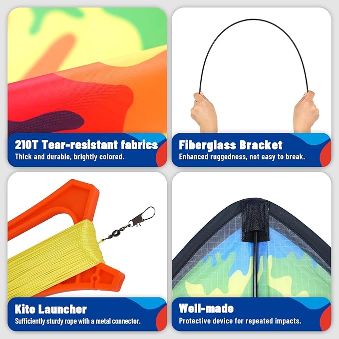 Three Headed Shark Kite for Kids and Adults,Kites for Kids Ages 8-12 Easy to Fly,Single Line Beach and Park Kite for Family Outdoor Games