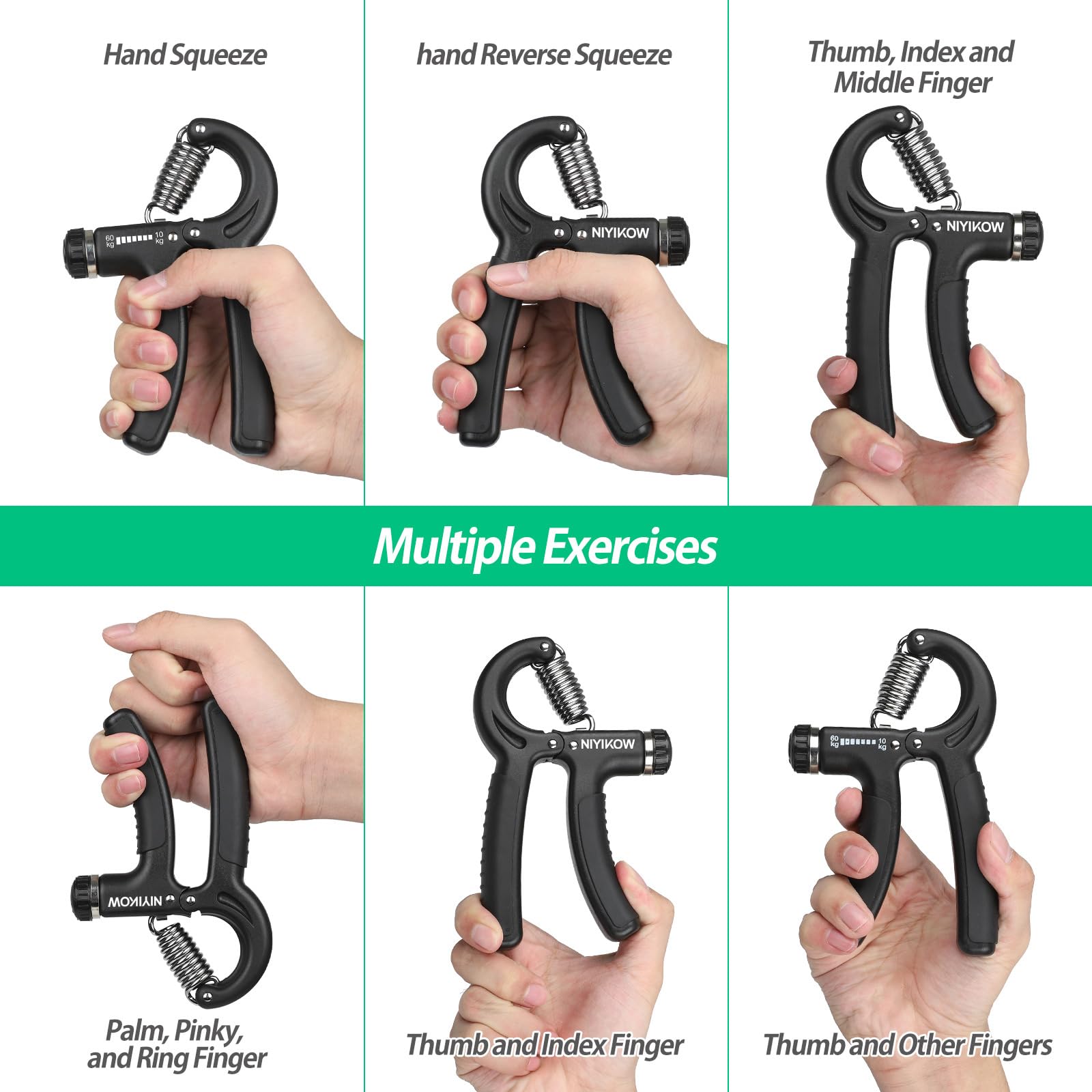 NIYIKOW Grip Strength Trainer, Hand Grip Strengthener, Grip Strengthener, Adjustable Resistance
