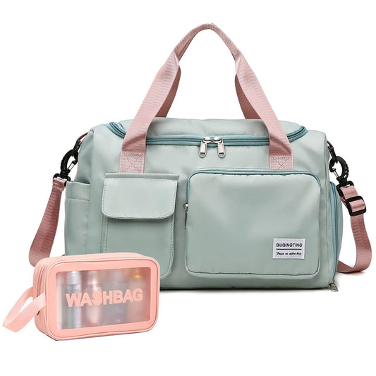 Small Gym Bag for Women, Travel Duffle Bag Carry On Weekender Bag with Shoe Compartment, 05#green