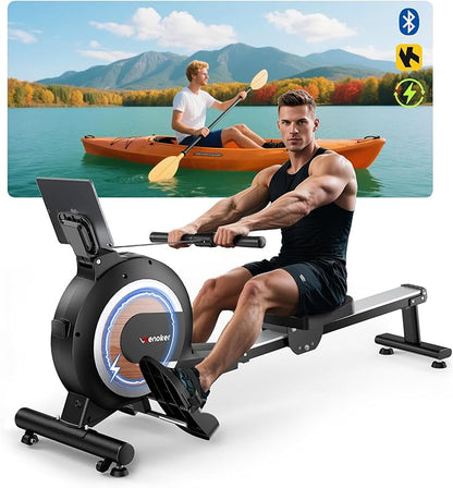 Rowing Machine, Magnetic Rowing Machine for Home, Upgraded 32-Levels Quiet Resistance with Smart Electronic Knob, 350 LBS Weight Capacity, Compact Rower Machine Easy Assembly, App Supported