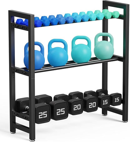 3 Tier Adjustable Dumbbell Rack - Heavy-Duty 330LB Capacity Weight Storage Stand for Dumbbells, Kettlebells - Space-Saving Home Gym Organizer (Rack Only)