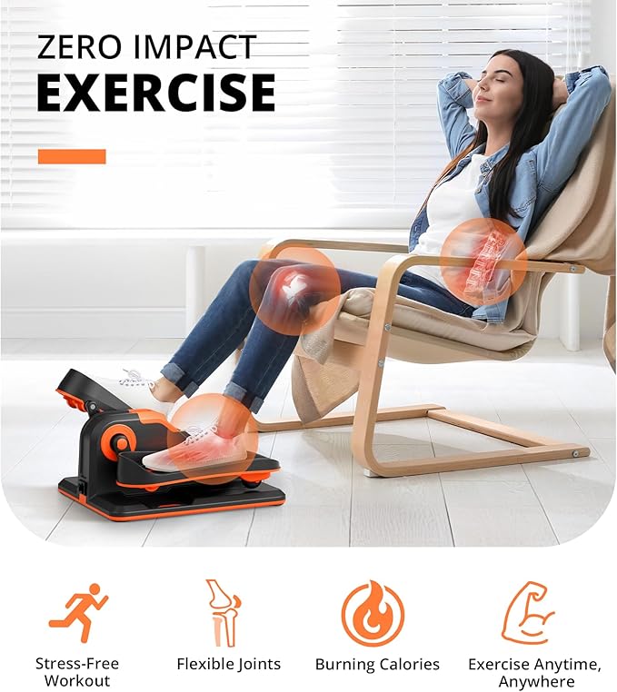 Under Desk Elliptical, Electric Ellipse Leg Exerciser While Sitting for Seniors Adults, Portable Elliptical Machine with LCD Display, Remote Control, Anti-Slip Mat