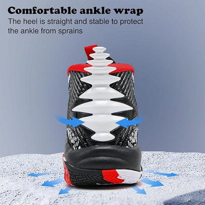 JMFCHI Kids Basketball Shoes High-top Sports Shoes Sneakers Durable Lace-up Non-Slip Running Shoes Secure for Little Kids Big Kids and Boys Girls