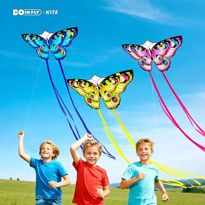 The Doinfly Butterfly-Shaped Kite is an Easy-to-Fly Kite Suitable for Both Children and Adults, and is Highly Suitable for Outdoor Activities. (Two-Piece Set of Butterfly Wings-(Blue+Pink+Yellow), 3)