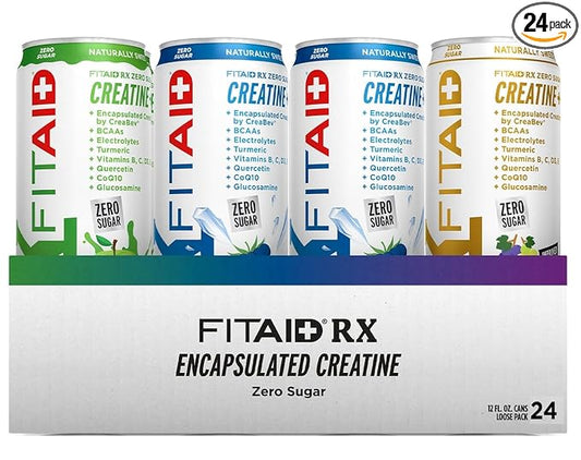 FITAID RX Zero Sugar, Encapsulated Creatine, Workout Recovery Drink, All-In-One Blend, BCAAs