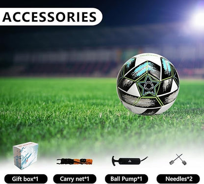 Youth Soccer Ball Size 4, Kids Outdoor Play Game Training Practice Soccer Ball for Teen Boy Girl Indoor Outdoor with 1 Pump 1 Net Bag and 1 Gift Box