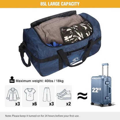 REDCAMP 85L/120L/140L Foldable Duffle Bag with Wheels, Large Travel Duffel Bag