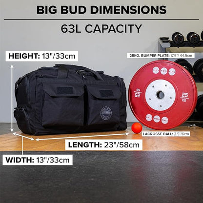 Serious Steel Fitness Heavy Duty 1000D Nylon Duffel Gym Bag (Black - Big Bud)