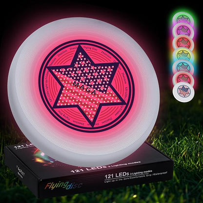 49LEDs Flying Disc with 16 Million Color RGB, 3 Modes+Rechargeable+Waterproof+175g, Cool Sports and Outdoors for Parks/Camping/Beach/Backyards,Easter & Birthday Gifts for Teens/Kids/Adults