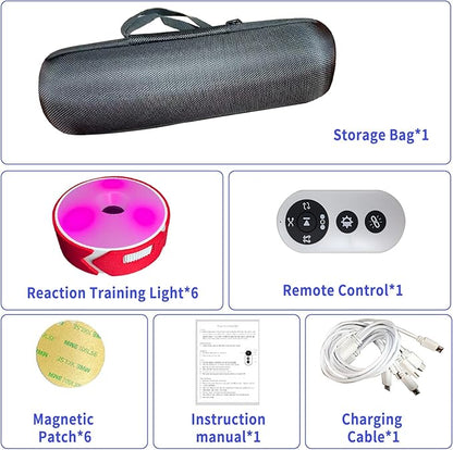 6Pcs/Pk Agile Reaction Training Lamp Set, Reaction Training Light Speed Agile Reaction Light Equipment Quick Response Training Lights Sports Reaction Lights Enhancing Speed and Agility Tools