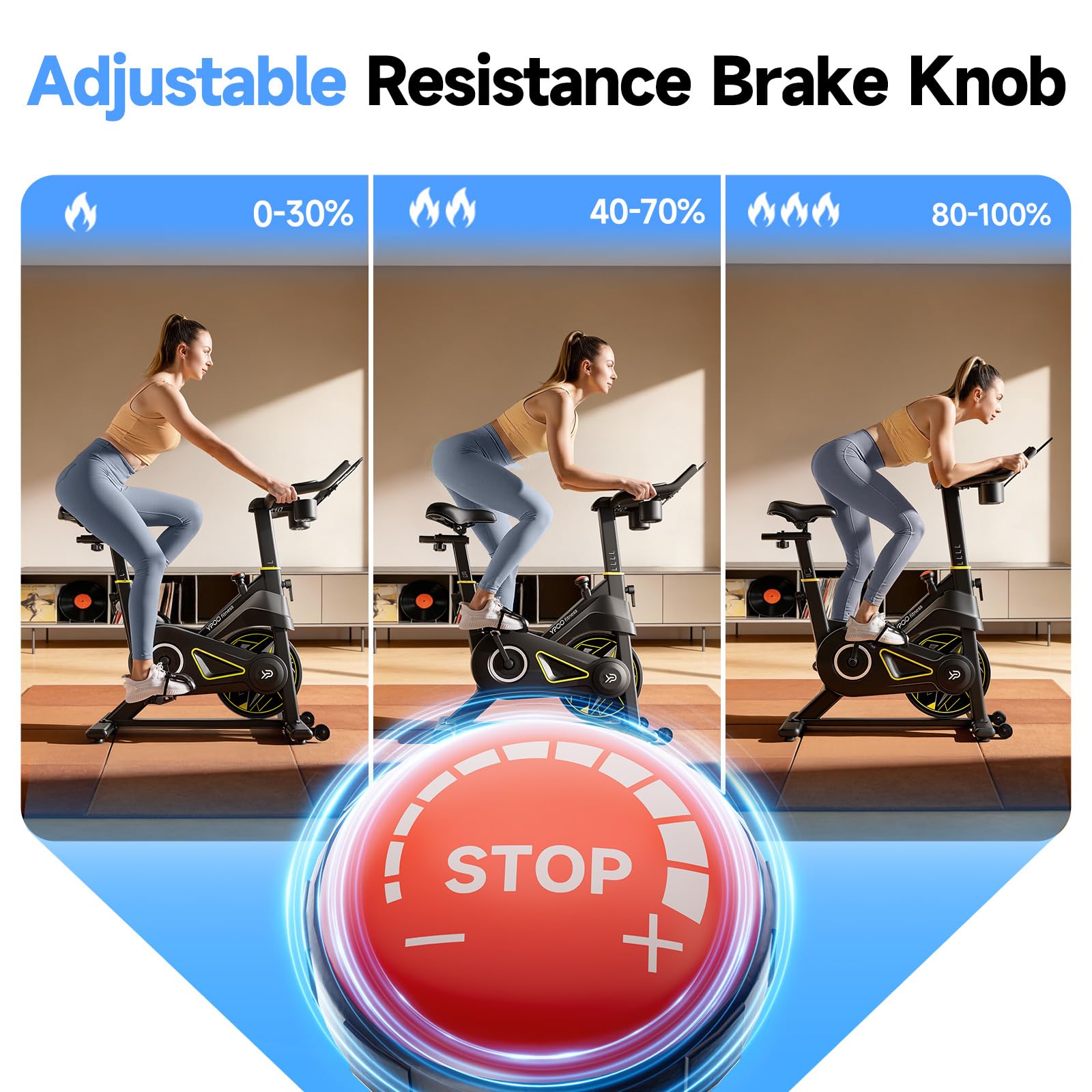 YPOO Exercise Bike Magnetic 300lbs Silent Belt Drive with App Courses