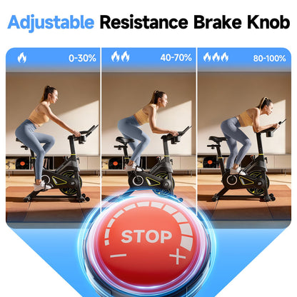 YPOO Exercise Bike Magnetic 300lbs Silent Belt Drive with App Courses