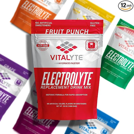 Vitalyte Electrolyte Powder Drink Mix, Isotonic Electrolyte Hydration Mix, Bulk Case Pack (12 Pack