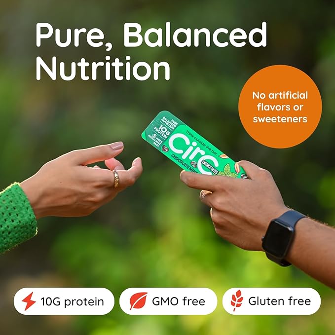 CirC Energy Bites - 12 Pack Chocolate Brownie Gluten Free Protein Balls - 10g Protein, Whole Grains, Nuts & Fruit - Portable Healthy Snacks for Adults & Kids, 5 Piece Resealable Packs