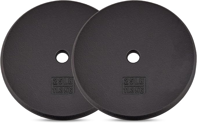 Yes4All Standard 1" Cast Iron Weight Plate - Ideal for Strength Training - Multiple Weight: 5LB to 25LB (Single & Set of 4)