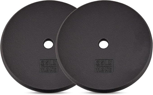 Yes4All Standard 1" Cast Iron Weight Plate - Ideal for Strength Training - Multiple Weight: 5LB to 25LB (Single & Set of 4)