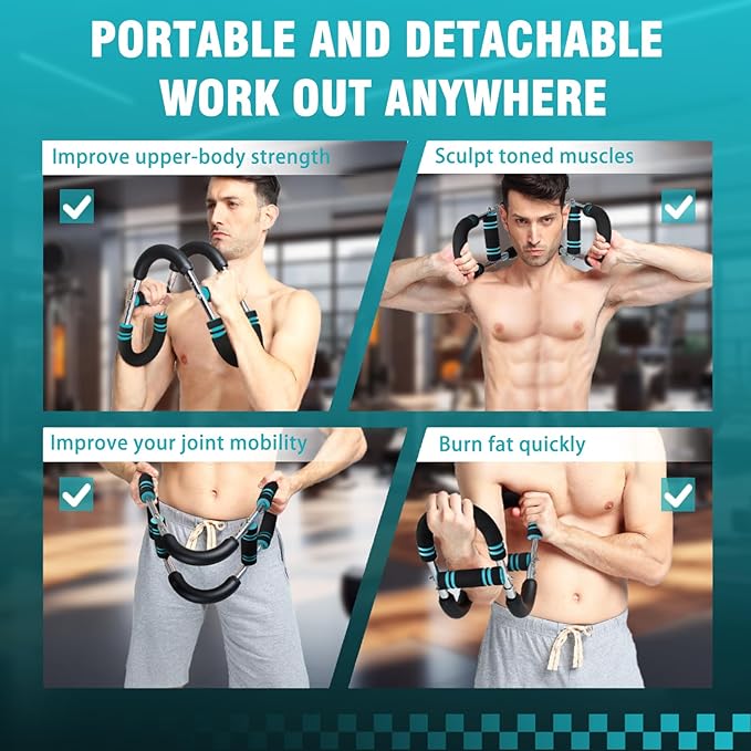 Twister Arm Trainer, Adjustable Chest Workout Equipment, Multi-functional Chest Exerciser for Men and Women, Portable Arm Trainer with 2 Wrist Bands, a Head Band, a Workout Towel and a Carry Bag