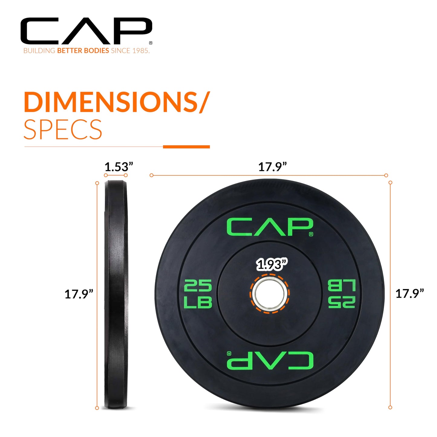 CAP 25lb Economy Olympic Bumper Plate, Pair