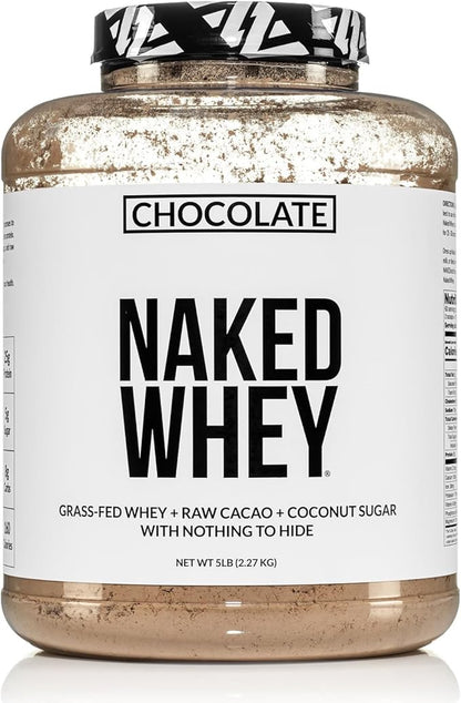 NAKED Whey Protein Supplement Powder, Chocolate, GMO Free, Soy Free, Gluten Free Aid Muscle Growth and Recovery 60 Servings, 5 Ib