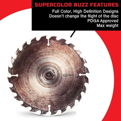 Discraft ESP Buzzz Supercolor Midrange Disc Golf Disc - Custom Design Discraft Discs - Straight Flying and Great for All Skill Levels - Free Mini Marker Included