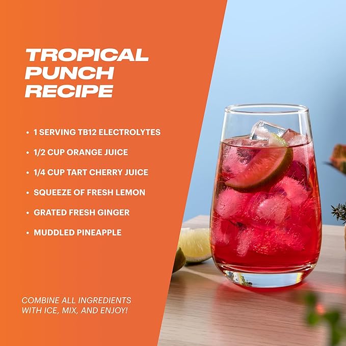 TB12 Electrolytes Powder Packets Peach Mango ??Mineral-Rich Electrolyte Powder for Fast Hydration by Tom Brady - Natural, Low Sugar, Vegan, Gluten-Free, Easy to Mix - 15 Stickpacks