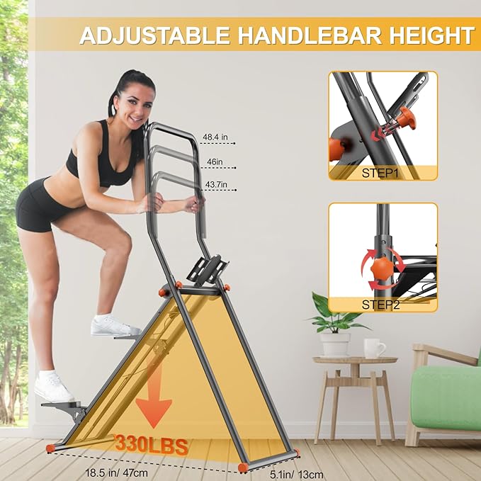 Stair Stepper for Home Gym, Folding Cardio Exercise Climber with Adjustable Resistance and Pedals, Vertical Climber Machine for Full Body Workout with Extended Step Range