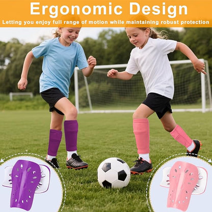 2 Pairs Shin Guards Soccer for Kids,Shin Pads Extra Lightweight Breathable Slide in Shin Guard for Football Training Match Outdoor Activities Protective Slip-in Shin Guards for Boys Girls