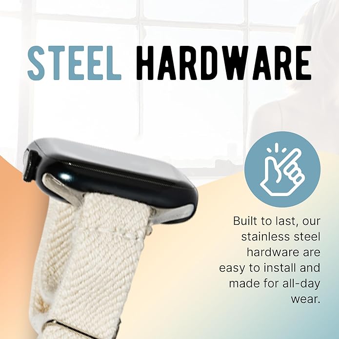 Braxley Bands - Organic Cotton Watch Bands For Women and Men, Compatible With All Apple Watch Sizes and Series - Washable, Sweat-Absorbent, Breathable Fit, Elastic Smart Watch Bands