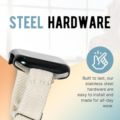 Braxley Bands - Organic Cotton Watch Bands For Women and Men, Compatible With All Apple Watch Sizes and Series - Washable, Sweat-Absorbent, Breathable Fit, Elastic Smart Watch Bands