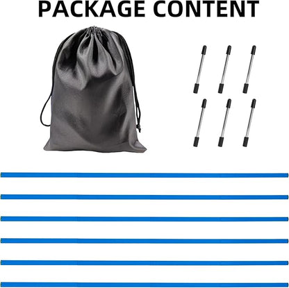 6 Pcs 5FT Adjustable Agility Training Poles for Soccer,Basketball,Football,Dog,Horse Training-Speed and Agility Training Equipment Sports Training Sticks with Stainless Steel Ground Nails