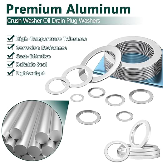 600PCS Oil Drain Plug Gasket Kit,18 Sizes Aluminum Crush Washers Assortment Kit,Automotive, Crush Washer Oil Drain Plug M6 M8 M10 M12 M14 M16 M18 M20 M22 M24