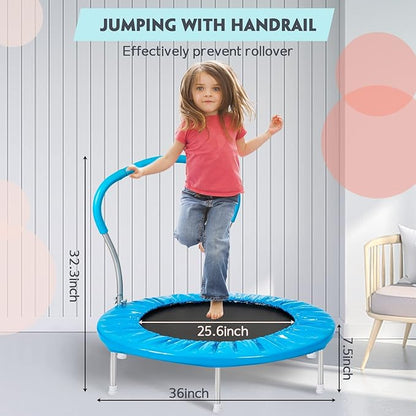 36-Inch Kids Trampoline with Handle - Indoor Mini Tranpoline for Toddlers, Small Fitness Rebounder for Indoor and Outdoor Use