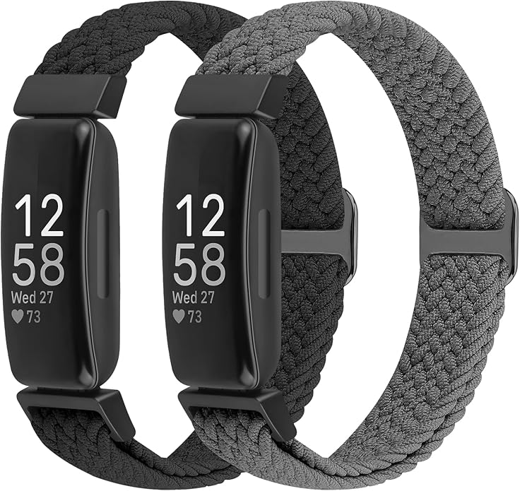 Elastic Braided Watch Band Compatible with Fitbit Inspire 3/Inspire 2/Inspire/Inspire HR/Fitbit ace 3/Ace 2, Adjustable Stretchy Strap Sport Nylon Loop Replacement Wristband for Fitbit Inspire