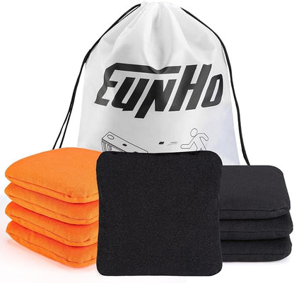 EunHo Cornhole Bags Set of 8 Regulation Size & Weight Corn Hole Bean Bags Official Professional All Weather for Tossing Game with Carry Case