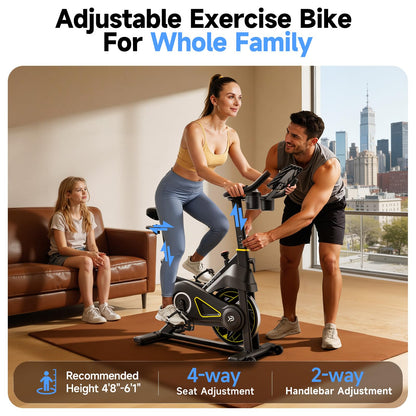 YPOO Exercise Bike Magnetic 300lbs Silent Belt Drive with App Courses