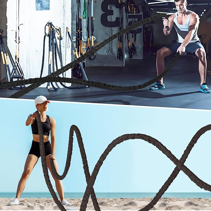 Battle Rope 1/1.26/1.5/2 Inch Diameter,Pink 30FT/40FT/50FT Exercise Workout Ropes for Home Gym Heavy Weighted Training Rope for Working Out