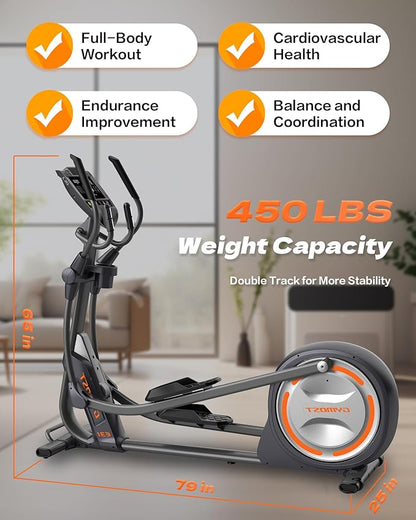 Elliptical Machine, Elliptical Exercise Machine for Home with Hyper-Quiet Magnetic Drive System, Elliptical Trainer with 32 Resistance Levels, Large LED Monitor