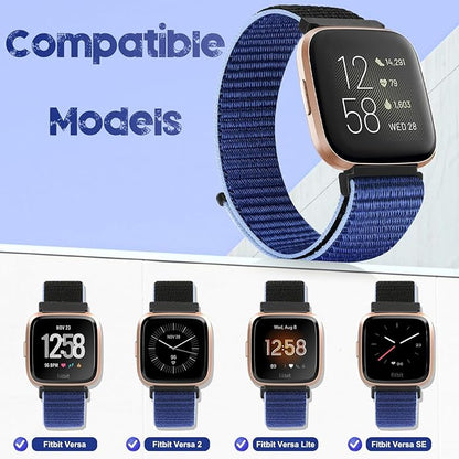 Tiptops 3 Pack Bands Compatible with Fitbit Versa 2/Fitbit Versa/Versa Lite/Versa SE for Women Men, Soft Nylon Sports Loop Replacement Wristband for Fitbit Versa 2 Straps