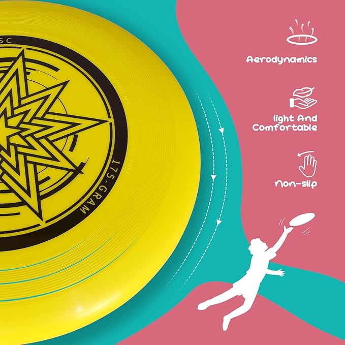 Outdoor Flying Disc 175g,Adult Sport Disc Set for Competitive and Pro Players,Flying Disc Set Includes 1 Glow in The Dark Flying Disc for Beach Pool Game, Camping and Backyard