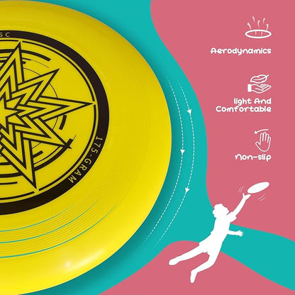 Outdoor Flying Disc 175g,Adult Sport Disc Set for Competitive and Pro Players,Flying Disc Set Includes 1 Glow in The Dark Flying Disc for Beach Pool Game, Camping and Backyard