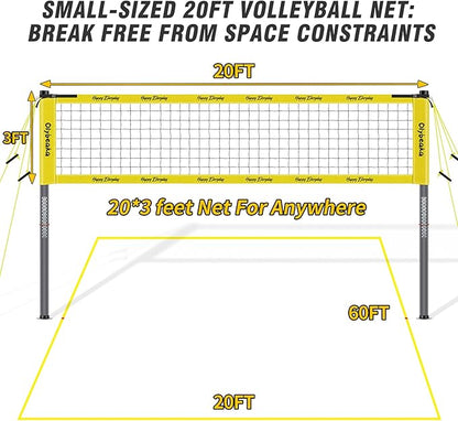 Outdoor Portable Volleyball Net Set for Backyard Beach with Adjustable Heavy Duty Poles, Durable Net, PU Volleyball & Pump, Carry Bag