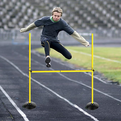Adjustable Height Agility Hurdle Set Multi-Function Soccer Trainning Pole Set Coaching Sticks with Rubber Base